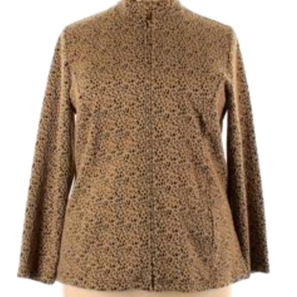 JM Collection Animal Print Zip Front Jacket Size 16 - Picture 2 of 6